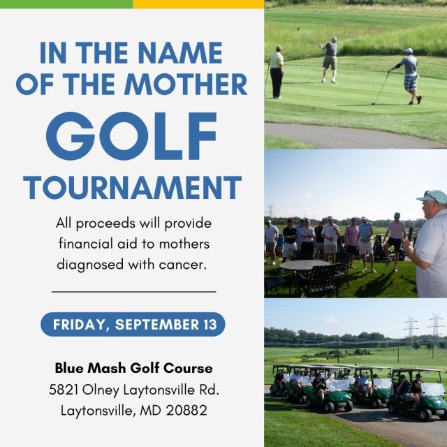Spend your Friday on the golf course and support the 19th annual In the Name of the Mother Golf Tournament. Established in 2005 by family and friends to honor Megan McConville, all proceeds from the tournament help to provide financial aid to mothers diagnosed with cancer. 

Learn more about the event and register by visiting https://bit.ly/3zoTLQF 

#CatholicCharitiesDC #GolfTournament #Event #WashingtonDC #Maryland