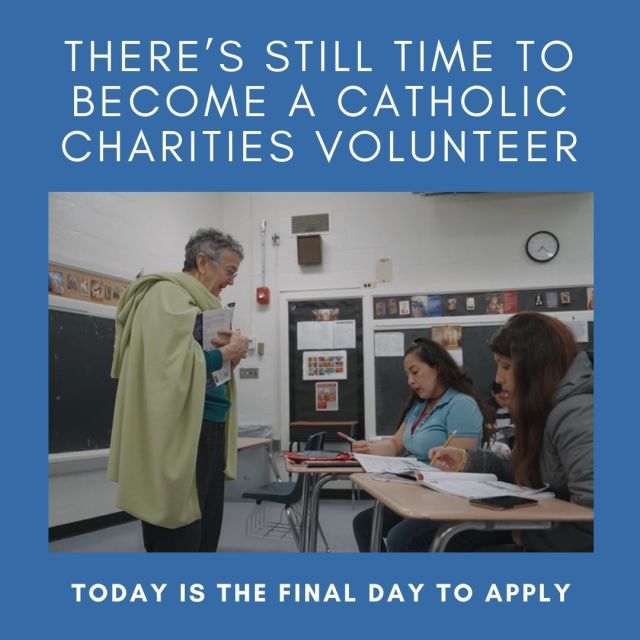 There is still time to apply to become a volunteer! Today is the final day to apply for ongoing fall volunteer roles. 

Help others by becoming a volunteer. https://bit.ly/3yZyjkW 

#CatholicCharitiesDC #FallCallToVolunteer #Volunteer #Volunteerism #AnswerTheCall #Volunteer #WashingtonDC #Maryland